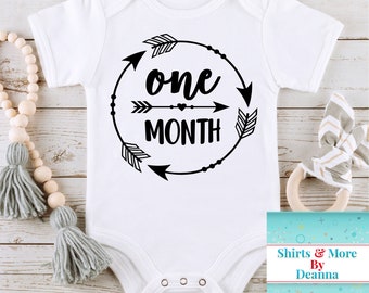 One Month Boho Arrows Baby Milestone Bodysuit