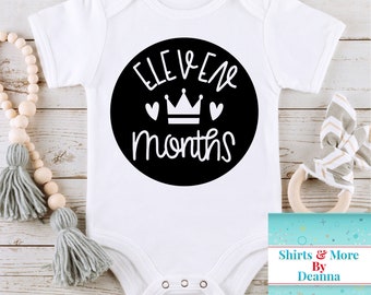 Eleven Months Princess Crown Baby Milestone Bodysuit