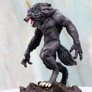 Large Display Size Werewolf Figure, 75mm scale, 3D Resin Print.  Available printed, primered, or painted!