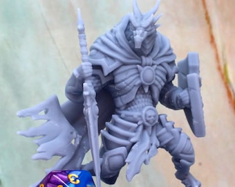 3D Resin Print Half-Dragon Warrior: 75mm Scale Miniature Figure