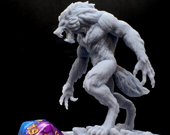 Large Display Size Werewolf Figure, 3D Resin Print.  Available printed, primered, or painted!