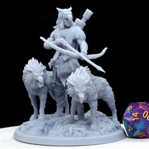 Matoka the Nightwolf collectible figurine.  3D Resin Print.  Available printed, primered, or painted!