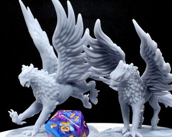 Two Hippogriff Miniatures, Large Size (2 inch base) 3D Resin Print.  Available printed, primered, or painted!