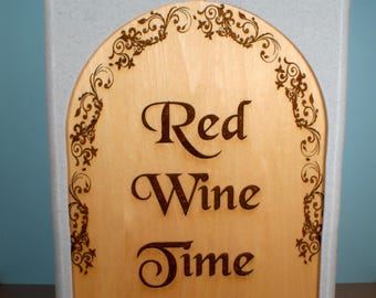 Red Wine Time Wine Box, Laser Engraved Oak, Bag-in-Box Dispenser