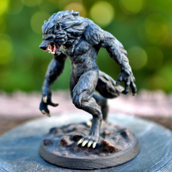 Werewolf Miniature Model, 3D Resin Print.  Available printed, primered, or painted!