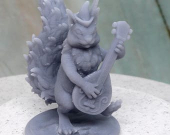 Modèle miniature barde écureuil.  Impression 3D en résine pour D&D, jeux de table