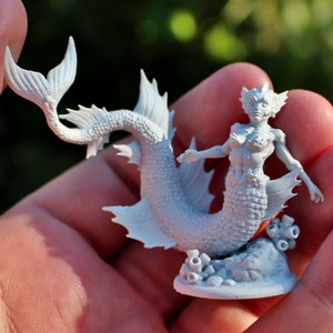 Mermaid, 3D Resin Print for DnD, Tabletop Games.  Available printed, primered, or painted!