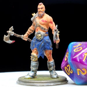 Male Human Barbarian Miniature Model, 3D Resin Print.  Available printed, primered, or painted!