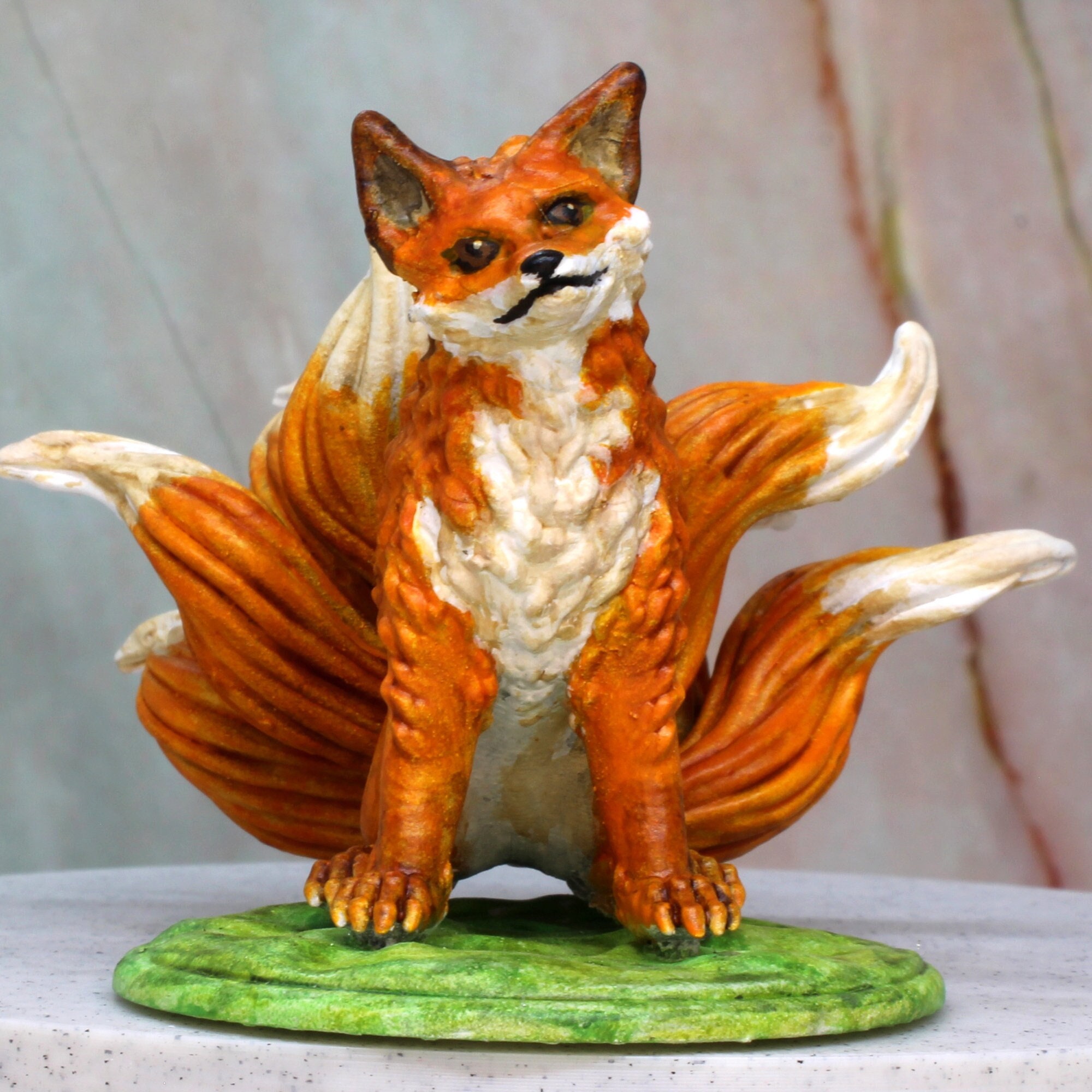 Large Kitsune 9-tail Fox Sculpture: 3D Resin Print, 75mm Scale - Etsy