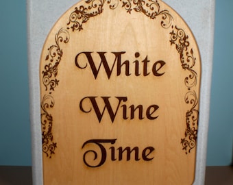 White Wine Time Wine Box, Laser Engraved Oak, Bag-in-Box Dispenser