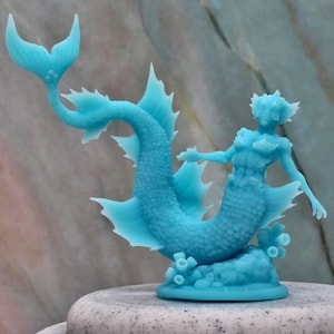 Blue Mermaid, 3D Resin Print for DnD, Tabletop Games