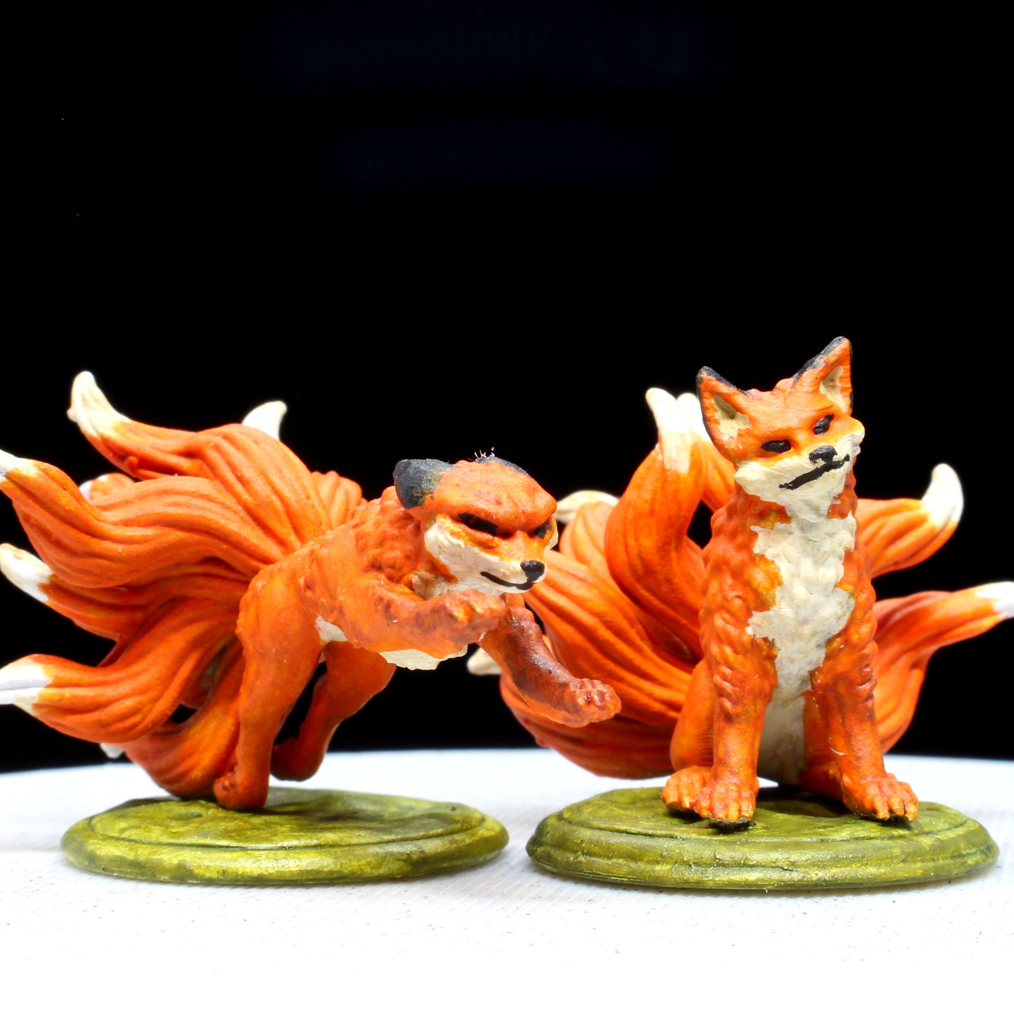 九尾の狐のミニチュアモデル、2個セット、樹脂製3Dプリント - Etsy 日本
