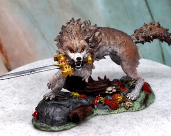 Miniaturowy model DnD Big Bad Wolfa, żywiczny wydruk 3D. Dostępny w wersji drukowanej, gruntowanej lub malowanej!