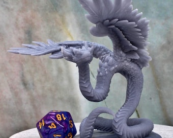 Modelo en miniatura de la Serpiente Emplumada de Quetzalcóatl, impresión en resina 3D. ¡Disponible impreso, imprimado o pintado!