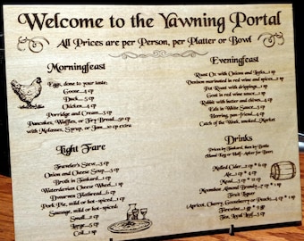 Yawning Portal Tavern Menu and price list, Dungeons and Dragons Prop for Tabletop Games