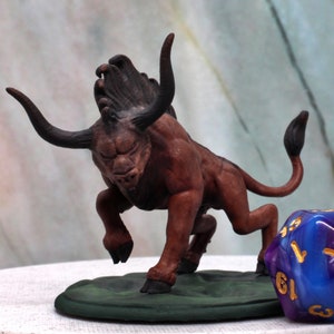 Bull Miniature Model, Large Size 3D Resin Print.  Available printed, primered, or painted!