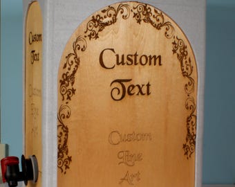 Engraved Wine Box Kit: 3 or 5 Liter Bag-in-Box Dispenser with Customizable Oak Panels