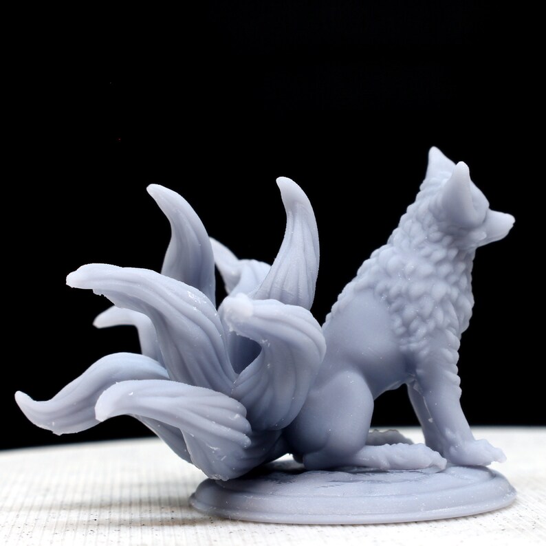 Kitsune 9 Tailed Fox Miniature Model for DnD and TTRPGs, 3D-Printed in Resin image 3