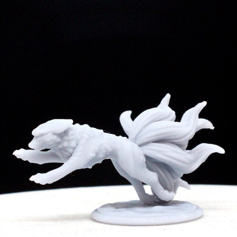 A 9 tail fox miniature for tabletop games.