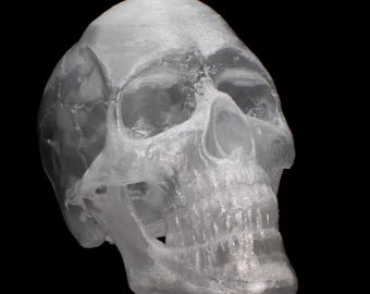 Translucent Crystal Skull 3D-Print: Gem-Like Finish, 6 Inches