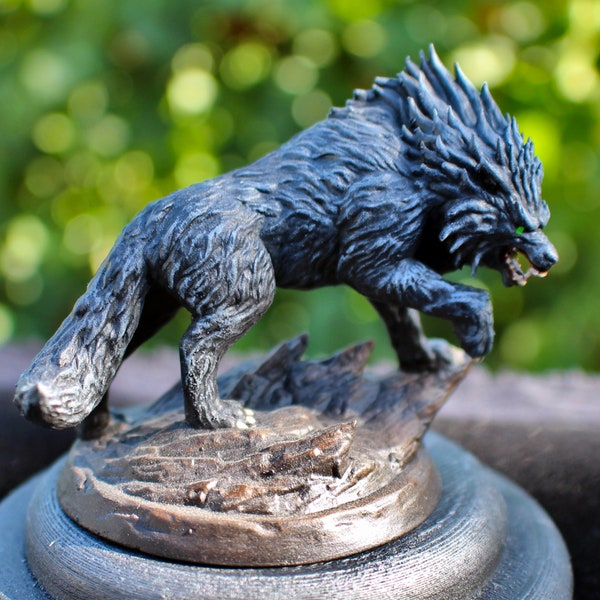 Dire Wolf miniatuurmodel. Hoge kwaliteit, duurzame 3D-harsprint. Gedrukt, gegrond of geverfd!