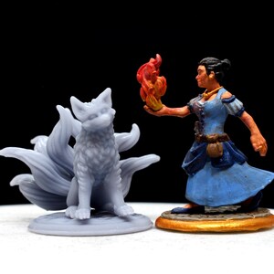 Kitsune 9 Tailed Fox Miniature Model for DnD and TTRPGs, 3D-Printed in Resin image 5