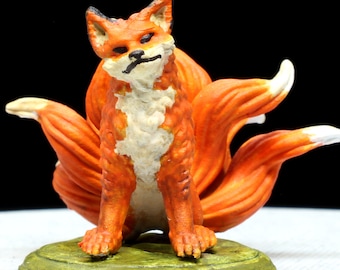 Kitsune 9 Tailed Fox Miniature Model, 3D Resin Print.  Available printed, primered, or painted!