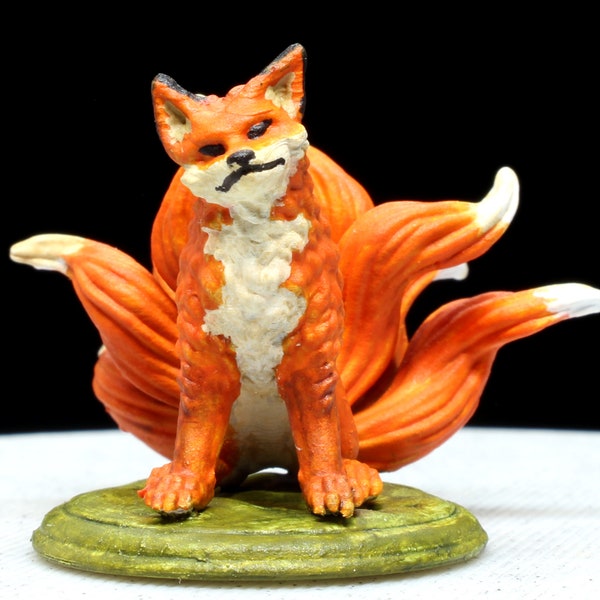 Kitsune 9 Tailed Fox Miniature Model, 3D Resin Print.  Available printed, primered, or painted!