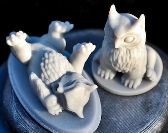 Two Owlbear Cub Miniature Models, 3D Resin Prints.  Available printed, primered, or painted!