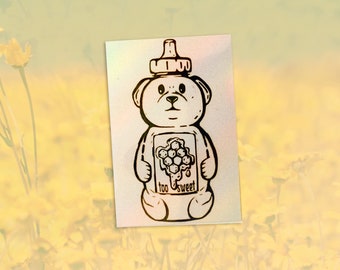 Too Sweet Honey Bear Vinyl Sticker • Small Sticker • Laptop sticker • Waterproof • Kitsch • Cute • Retro • Vintage Inspired •