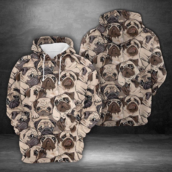 Unisexe Cute Pugs Sweats Sweatshirt Hoodie, Pug Lover Hoodie, Pug Sweatshirt, Pug Lover Shirt, Dog Lover Sweatshirt, Dog Lover Gift, Pug Lover Gift