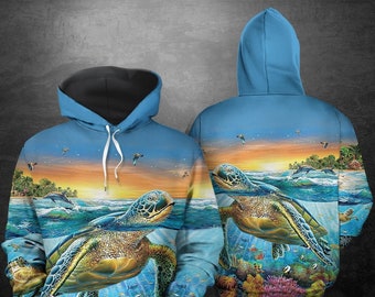 Unisex Sea Turtle Sweatshirt Hoodie, Turtle Hoodie, Turtle Sweatshirt, Turtle Pullover, Animal Hoodie, Animal Sweatshirt, Animal Lover Gift