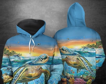 Unisex Sea Turtle Sweatshirt Hoodie, Turtle Hoodie, Turtle Sweatshirt, Turtle Pullover, Animal Hoodie, Animal Sweatshirt, Animal Lover Gift