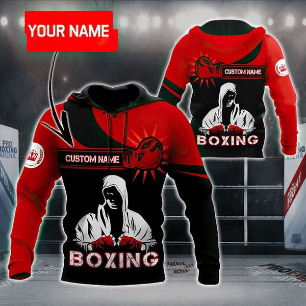 Personalized Unisex Novelty Hoodie Strong Boxing Pullover Sweatshirt, Strong Boxing Zip Hoodies with Front Pocket Gifts For Men And Women