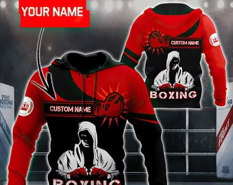 Personalized Unisex Novelty Hoodie Strong Boxing Pullover Sweatshirt, Strong Boxing Zip Hoodies with Front Pocket Gifts For Men And Women