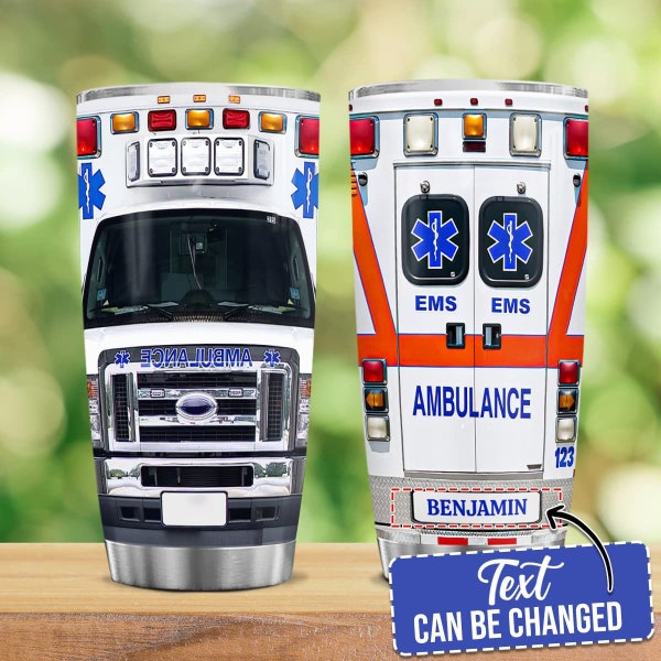 Personalized Ambulance Tumbler, Ambulance Driver Tumbler, Paramedic Tumbler Coffee Travel Mug, EMS Cup, Ambulance Driver Appreciation Gift