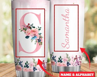 Mug En Céramique Lettre D, Alphabet Floral, émail Blanc, Camping, Gift Base