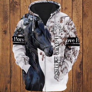 Horse Zip Hoodie - Etsy Horse Zip Hoodie - Etsy