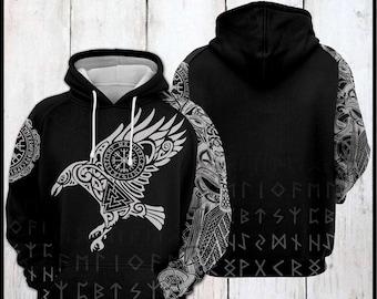 Unisex Viking The Raven Of Odin Sweatshirt Hoodie, Viking Hoodie, Viking Sweatshirt, Viking Pullover, Viking Shirt, Raven Of Odin Shirt