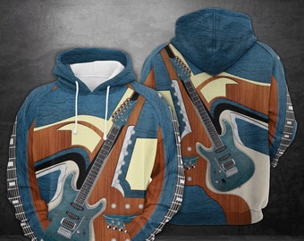 Unisex Electric Guitar Sweatshirt Hoodie, Guitar Lover Hoodie, Guitar Pullover, Guitar Sweatshirt, Guitarist Pullover, Guitar Player hoodie