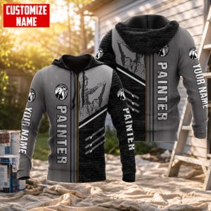 Personlig målarskjorta, anpassad målarhoodie, målartröja, målarentreprenörspresent, husmålarepresent för män, arbetsskjorta