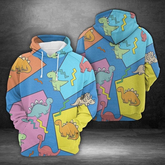 Unisex Colorful Dinosaur Sweatshirt Hoodie, Dinosaur Lover Hoodie, Dinosaur Sweatshirt, Dinosaur Lover Shirt, Dinosaur Pullover, Animal Gift