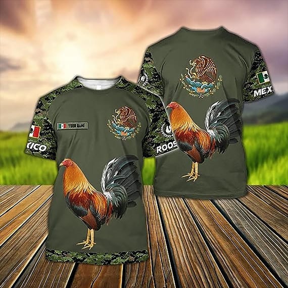 Personalized Rooster Mexico T-shirt, Custom Name Rooster Shirt