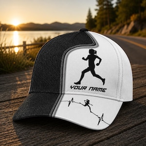 Gorra de running personalizada con nombre personalizado, gorra 3D para corredores, regalo único para correr para hombres y mujeres.