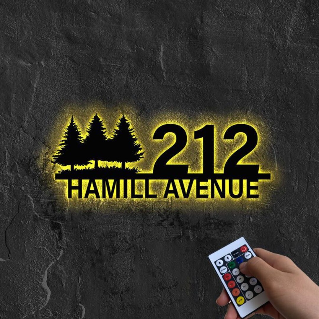 Address Metal Art Sign LED, Address Plug in Light up Address Plaque ...