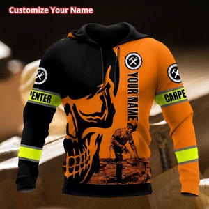 Personalized Carpenter 3D Hoodie, All Over Print Zip Up Sweatshirt