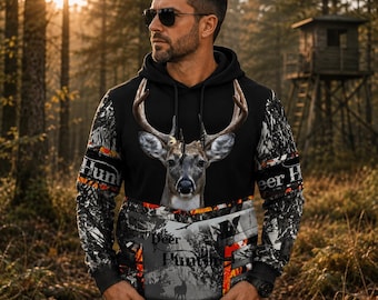 Deer Hunting Sweatshirt for Men, Whitetail Buck Hunter Shirt, Camo Hunting Crewneck, Outdoorsman Gift, Hunting Season Gift for Dad