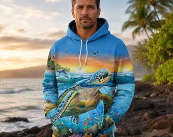 Sea Turtle Hoodie Sweatshirt T Shirt, Ocean Turtle Lover Gift, Tropical Beach Shirt, Marine Life Clothing, Sea Life Gift for Men Women