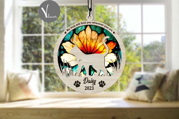 Dog Memorial Suncatcher Personalized with dog breed silhouettes, Multiple Dog Version Dog Ornament, Available in all breeds