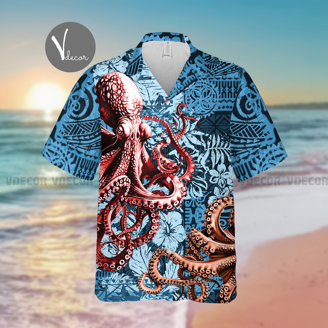 Octopus Sea Hawaiian Shirt, Octopus Lover Summer Shirt, 3D Hawaii Aloha ...